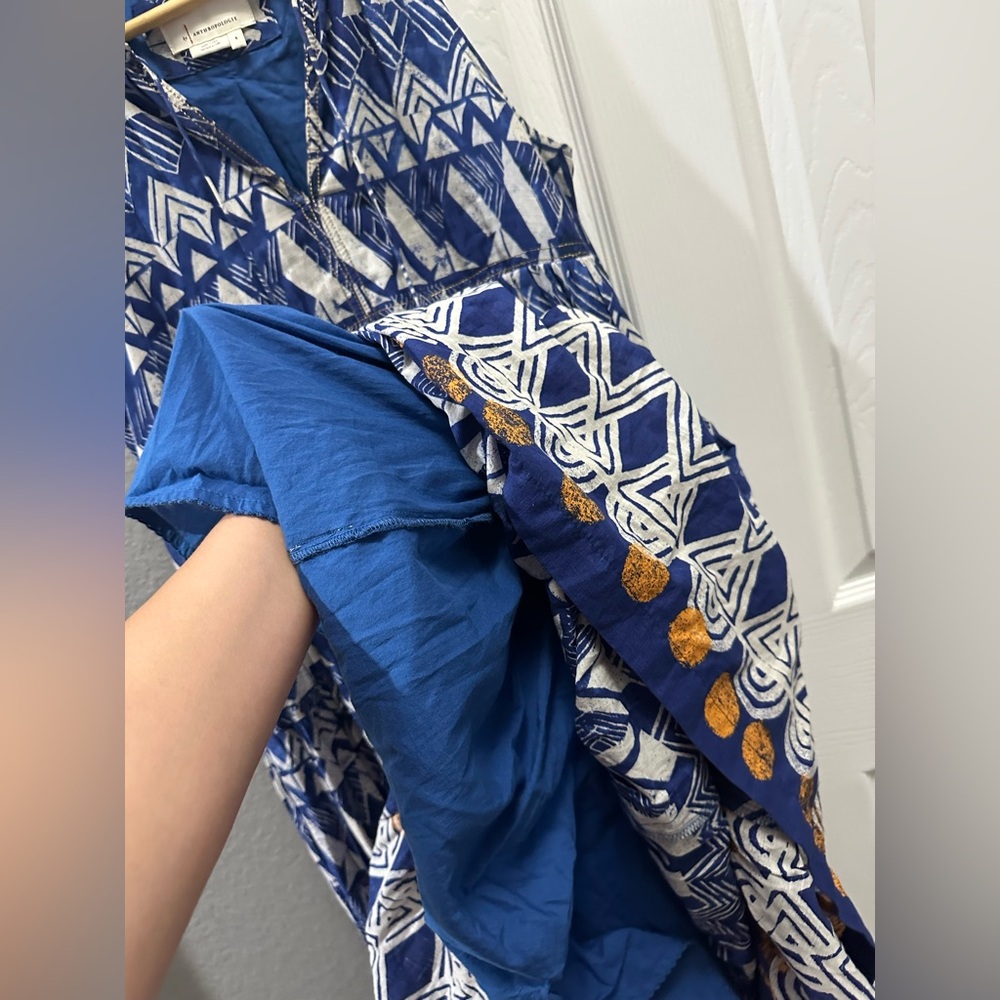 Anthropologie blue abstract tiered maxi dress size XS/S - Picture 8 of 12